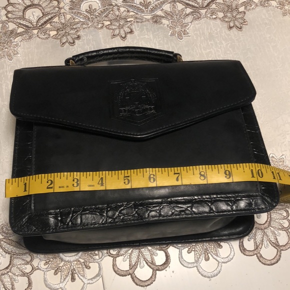 NEW Vintage BELLE-ROSE Top Handle Black Messenger Purse Briefcase Multi pocket - Picture 11 of 16